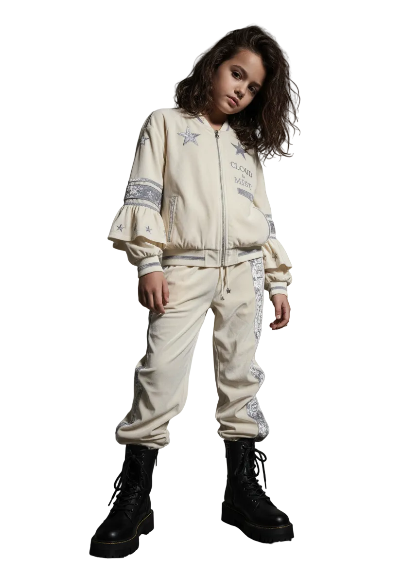 Stardust Elevated 2 Piece Tracksuit - Ivory & Silver