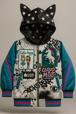 Color graffiti bomber jacket