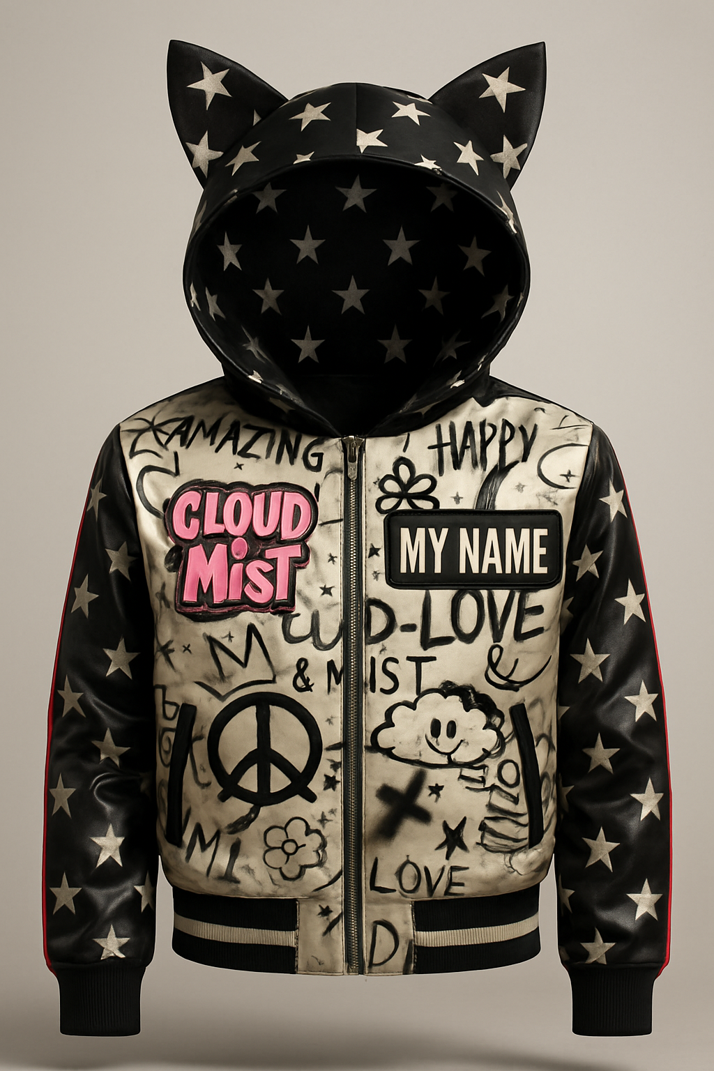 Black and white stars bomber jacket