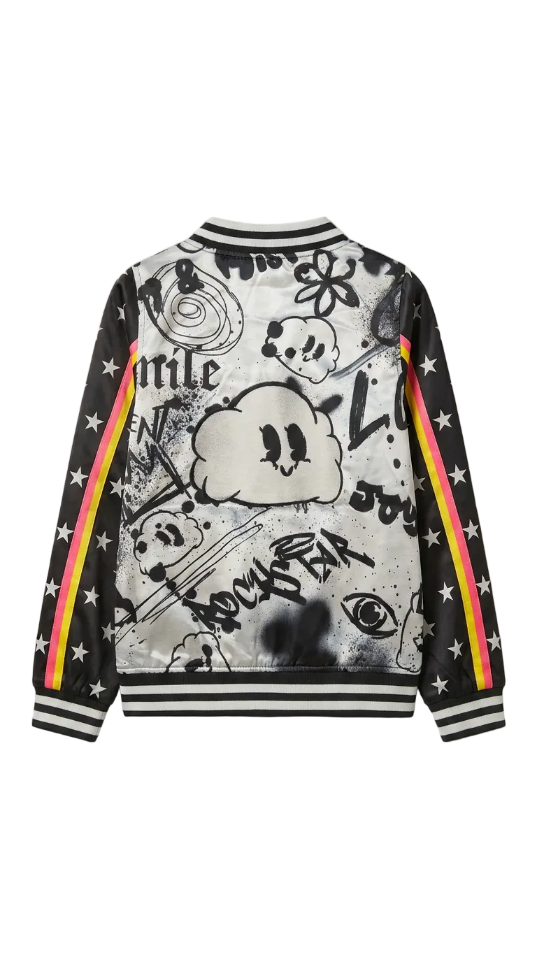 B&W Stars Bomber Jacket (sizes 3-10 w/patches)