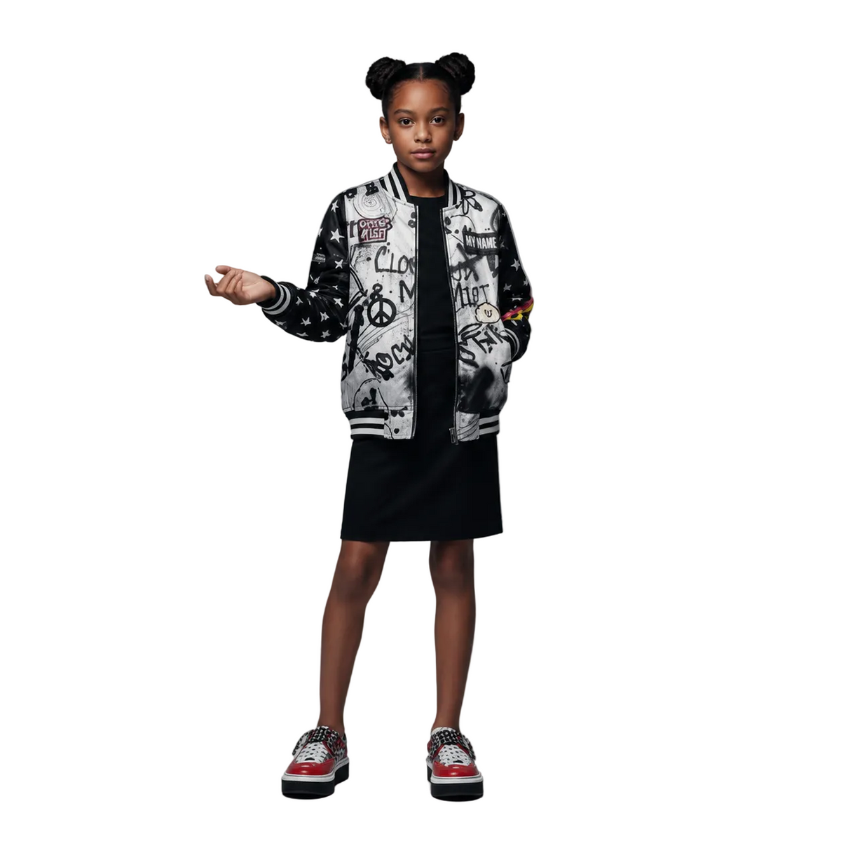 B&W Stars Bomber Jacket (no patches, sizes 11-16)