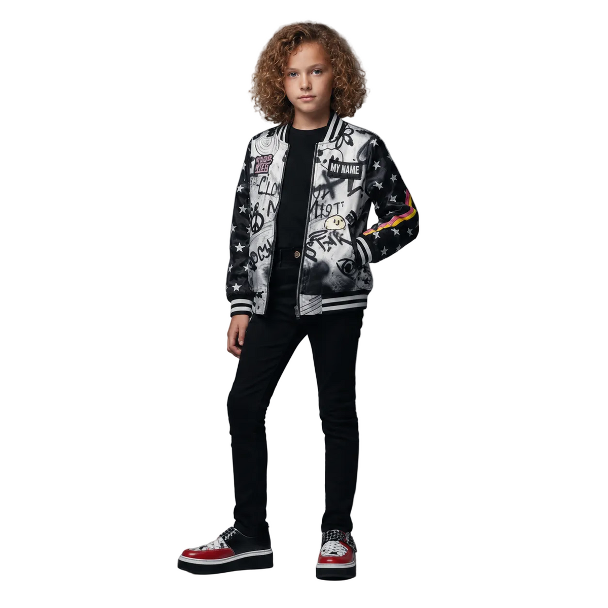 B&W Stars Bomber Jacket (no patches, sizes 11-16)