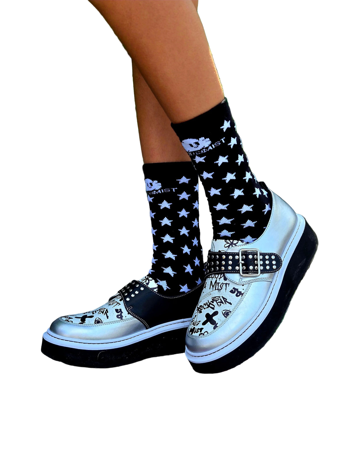 C&M Black and White Star Socks