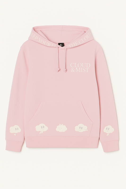 Keep your head in the clouds hoodie - light pink