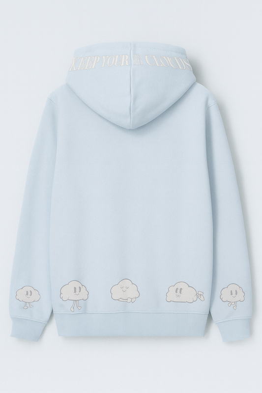 Keep your head in the clouds hoodie - light blue