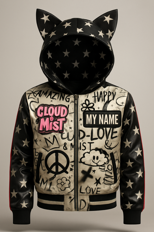 Black and white stars bomber jacket