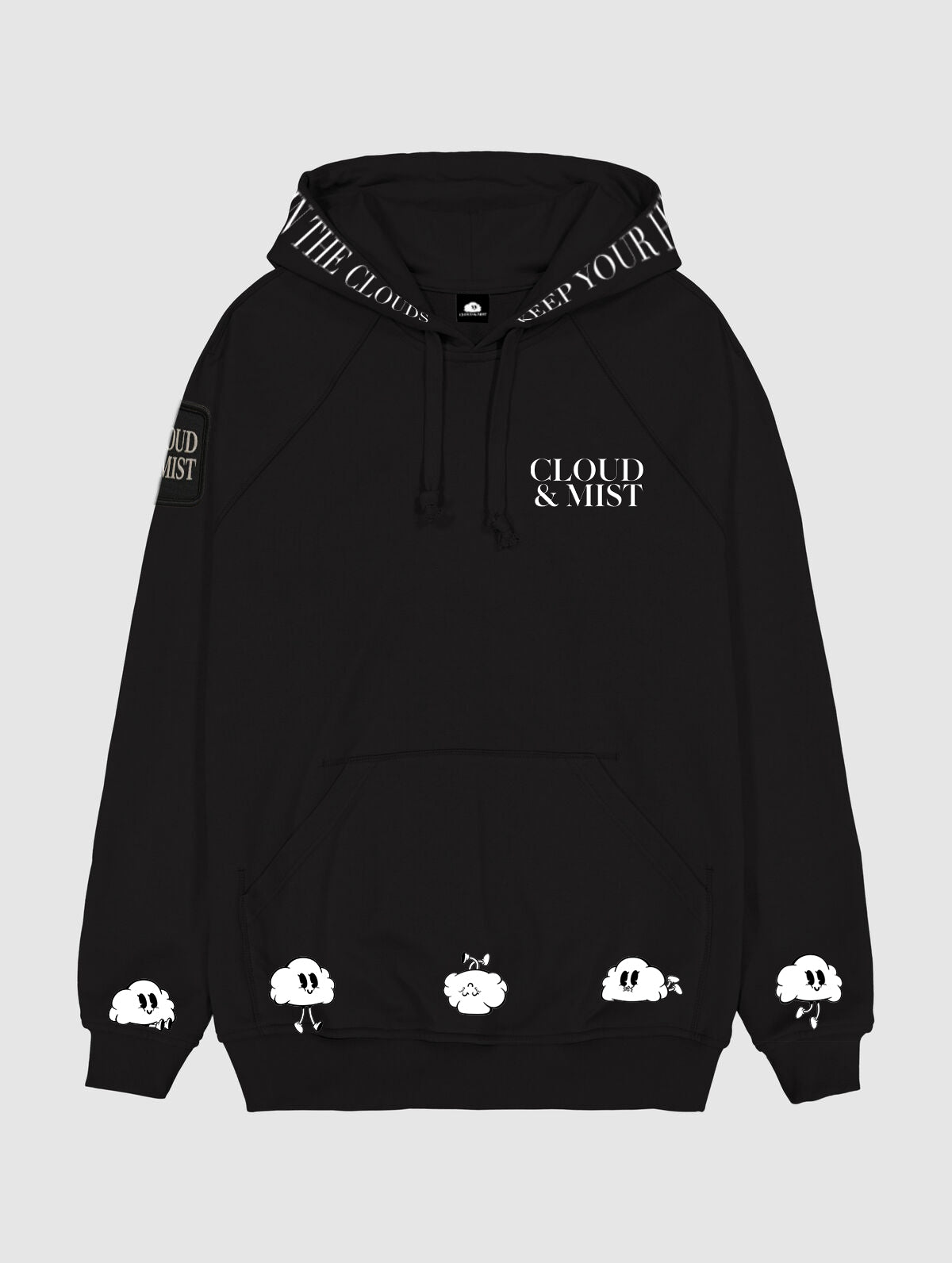 Keep your head in the clouds hoodie - black