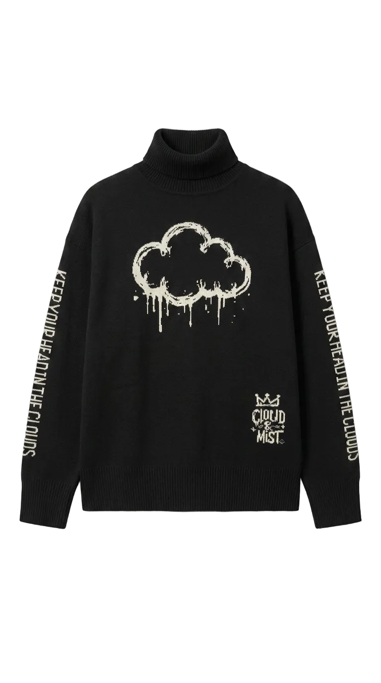 C&M "Be Happy" Oversized Turtleneck
