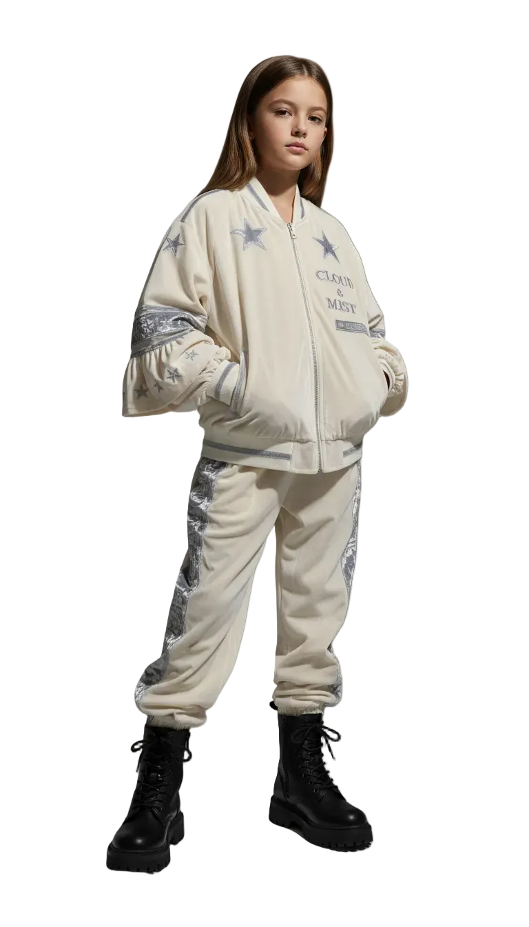 Stardust Elevated 2 Piece Tracksuit - Ivory & Silver